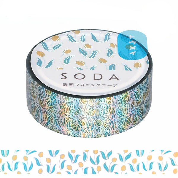 King Jim Soda Transparent Masking Tape - Foil-stamping - Tulip - 15 mm x 4 m - - Washi Tapes - Bunbougu