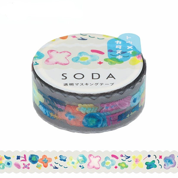 King Jim Soda Transparent Masking Tape - Die-Cut Type - Petal - 15 mm x 3 m - - Washi Tapes - Bunbougu