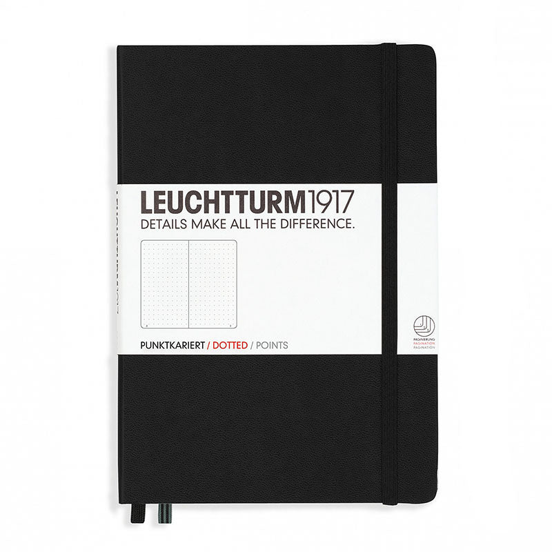 Leuchtturm1917 Medium Hardcover Notebook - Dotted - Black - A5 -  - Notebooks - Bunbougu